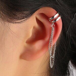 Chain Charm Ear Cuff,Ear Wrap,No Piercing Minimalist dainty Ear Cuff Earring